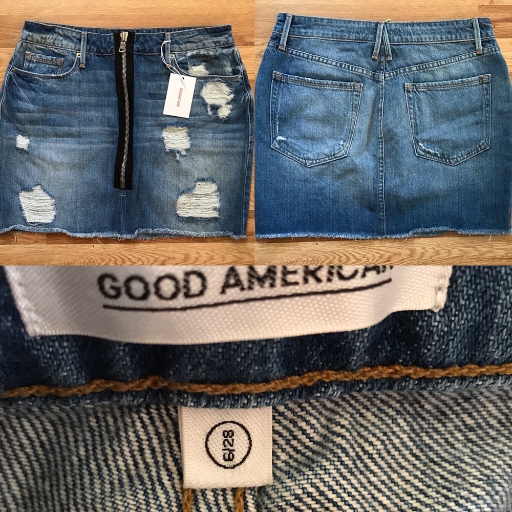 Good American Exposed Zipper Mini Denim Jean Skirt - Picture 2 of 4